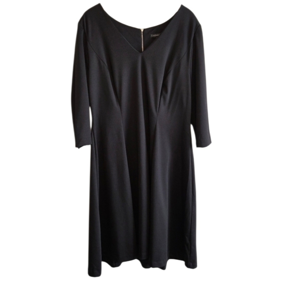 Lane Bryant Classic Elegant V-Neck Black Midi Dress 18/20 Career Party Cocktail